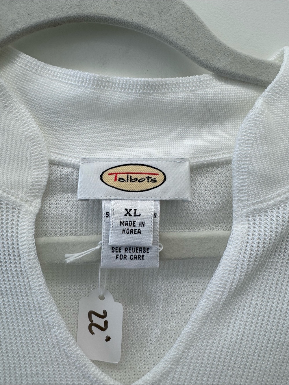 Talbots White Notch-Neck Long Sleeve Tee - Women's - Picture 5 of 5
